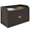 Large Elevated Dog Bowls with Storage Drawer Containing 21L Capacity Raised Dog Feeding Station with 2 Stainless Steel Bowls Brown