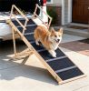 6-Level Adjustable Foldable Pet Ramp , Solid Pine Wood Non-Slip Dog Stairs with Side Rails