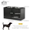 Large Dog Elevated Bowls with Stand Pet Feeding Station 2 Stainless Steel Food And Water Bowls Black Storage Space 23.6'' X 11.8'' X 14''