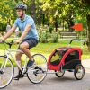 2 in 1 Dog Bike Trailer, Foldable Pet Stroller, Dog Bicycle Trailer with Suspension, for Medium Dogs up to 44 LBS, Red