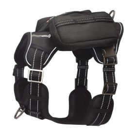 PETMARVEL High-Perfomance Tactical Dog Harness With Backpack, No Pull Front Clip & Metal Buckles (Option: Black-Large)
