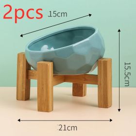Pet Supplies Bowl Ceramic Cat Bowl Dog Bowl Oblique Mouth (Option: greenset 2pcs)