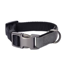 PETMARVEL Heavy Duty Solid Dog Collar Neoprene Padded 1 In Wide (Option: Grey-Medium)