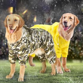 Golden hair raincoat dog Samoye medium-sized large dog border dog raincoat full package four foot pet big dog clothes (Color: Yellow reflective four-legged raincoat, Size: 7XL reference weight 60-75kg)
