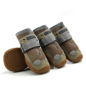Pet Non-Skid Booties, Waterproof Socks Breathable Non-Slip with 3m Reflective Adjustable Strap Small to Large Size (4PCS/Set) Paw Protector (Color: Brown, Size: XL)