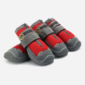 Pet Non-Skid Booties, Waterproof Socks Breathable Non-Slip with 3m Reflective Adjustable Strap Small to Large Size (4PCS/Set) Paw Protector (Color: Red, Size: XL)