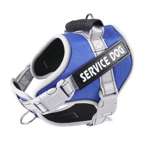 No Pull Service Dog Vest Harness For Dog & Cat; Breathable Soft Dog Vest Harness For Outdoor Walking (Color: Blue, Size: L)