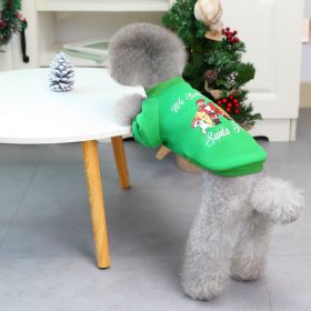 Christmas Pet Hoodie With Santa Claus Pattern For Dog & Cat; Festive Dog Hoodie; Warm Cat Sweater (Color: Emerald Green, Size: XXL)