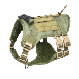 Tactical Dog Harness For Small Medium Large Dog; Dog Harness Vest With Soft Padded And D-Ring Collar (Color: Army Green, Size: S)