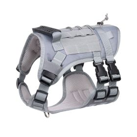 Tactical Dog Harness For Small Medium Large Dog; Dog Harness Vest With Soft Padded And D-Ring Collar (Color: Grey, Size: M)