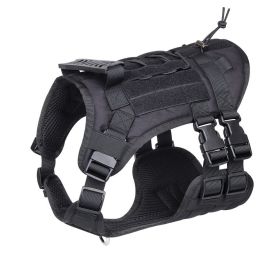 Tactical Dog Harness For Small Medium Large Dog; Dog Harness Vest With Soft Padded And D-Ring Collar (Color: Black, Size: M)