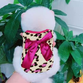 Winter Warm Pet Clothing For Small Dogs Soft Coral Vest Puppy Coat Leopard Print Dogs Costume (Color: Dark Pink, Size: M)