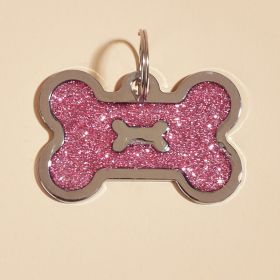 Metal Pet ID Tags With Pink Bone Shape For Dogs & Cats (Color: Shiny green, Size: 1 peice)
