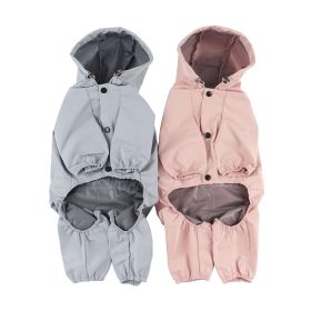 Pet dog clothing waterproof breathable reflective clothing small dog raincoat; Light reflecting strip (colour: blue, Size: M)