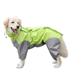 A Raincoat for all small and large dogs; Pet raincoat Medium large dog Golden hair Samo Alaska waterproof four foot raincoat Dog hooded raincoat (colour: Pink, Size: 30)