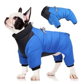 Pet Cotton Coat; Waterproof Warm Dog Jacket; Winter Dog Coat For Small Medium Large Dogs (Color: Blue, Size: M)