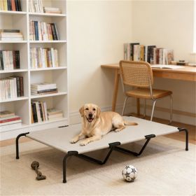 Large dog bed, pet bed, stable structure (Color: Beige)