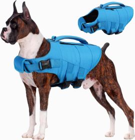 Dog Life Jacket, High Flotation Dog Life Vest for Swimming Boating, Adjustable Small Medium Large Dogs Swim Vest with Rescue Handle and Pocket (Size: Blue X-Large)