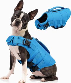 Dog Life Jacket, High Flotation Dog Life Vest for Swimming Boating, Adjustable Small Medium Large Dogs Swim Vest with Rescue Handle and Pocket (Size: Blue   Small)