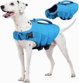 Dog Life Jacket, High Flotation Dog Life Vest for Swimming Boating, Adjustable Small Medium Large Dogs Swim Vest with Rescue Handle and Pocket (Size: Blue Large)