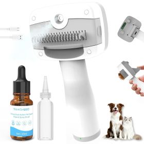 Pet Steam Brush for Dogs & Cats,5-in-1 Self-Cleaning Dog Steam Brush with 3 Swap-in Heads (Grooming, Dematting, Deshedding) (Color: White)