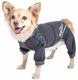 Dog Helios 'Namastail' Lightweight 4-Way Stretch Breathable Full Bodied Performance Yoga Dog Hoodie Tracksuit (Color: Black, Size: medium)