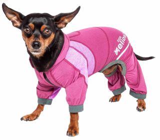 Dog Helios 'Namastail' Lightweight 4-Way Stretch Breathable Full Bodied Performance Yoga Dog Hoodie Tracksuit (Color: Pink, Size: large)
