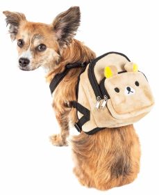 Pet Life 'Teddy Tails' Dual-Pocketed Compartmental Animated Dog Harness Backpack (Size: medium)
