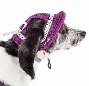 Pet Life 'Sea Spot Sun' Uv Protectant Adjustable Fashion Mesh Brimmed Dog Hat Cap (Color: Burgundy, Size: medium)