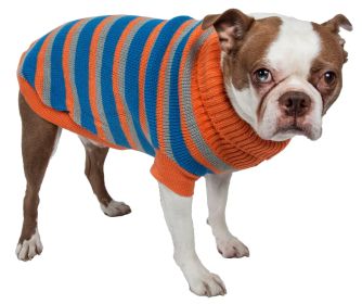 Heavy Cable Knit Striped Fashion Polo Dog Sweater (Size: medium)