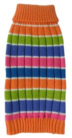 Tutti-Beauty Rainbow Heavy Cable Knitted Ribbed Designer Turtle Neck Dog Sweater (Size: X-Small)