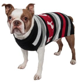 Dog Patterned Stripe Fashion Ribbed Turtle Neck Pet Sweater (Size: small)