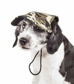 Pet Life 'Torrential Downfour' Camouflage Uv Protectant Adjustable Fashion Dog Hat Cap (Size: large)
