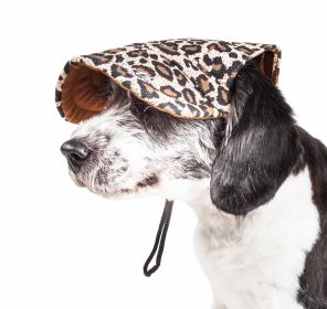 Pet Life 'Cheetah Bonita' Cheetah Patterned Uv Protectant Adjustable Fashion Dog Hat Cap (Size: large)