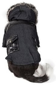 Ruff-Choppered Denim Fashioned Wool Pet Coat (Size: large)