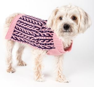 Harmonious Dual Color Weaved Heavy Cable Knitted Fashion Designer Dog Sweater (Size: small)