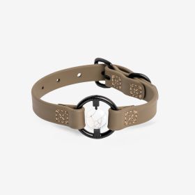 Luxury Spill-Proof Dog Collar Embedded with Healing Crystal (Color: Martini Olive, Size: small)