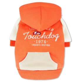 Touchdog 'Heritage' Soft-Cotton Fashion Dog Hoodie (Color: Orange, Size: small)