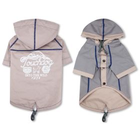 Touchdog 'Cloudburst' Waterproof Reversible Dog Raincoat (Color: Light Grey, Size: medium)