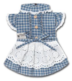 Touchdog 'I love Poochi' Classical Fashion Plaid Dog Dress (Color: Blue, Size: large)