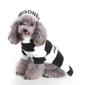 Pet Life Striped Retro Inmate Prisoner Pet Dog Costume Uniform (Color: BLACK / WHITE, Size: large)