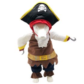 Pet Life 'Captain Snuggles' Pirate Pet Dog Costume Uniform (Color: Navy, Size: small)