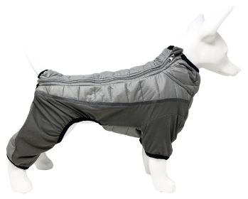 Pet Life 'Aura-Vent' Lightweight 4-Season Stretch and Quick-Dry Full Body Dog Jacket (Color: Grey, Size: medium)