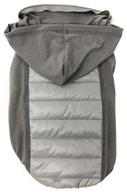 Pet Life 'Apex' Lightweight Hybrid 4-Season Stretch and Quick-Dry Dog Coat w/ Pop out Hood (Color: Grey, Size: small)