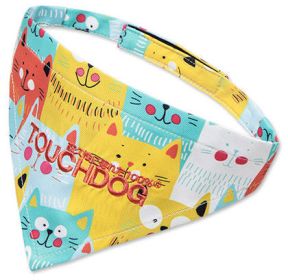 Touchdog 'Head-Popper' Fashion Designer Printed Velcro Dog Bandana (Color: Yellow / Blue, Size: medium)