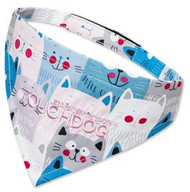 Touchdog 'Head-Popper' Fashion Designer Printed Velcro Dog Bandana (Color: Blue / White, Size: medium)