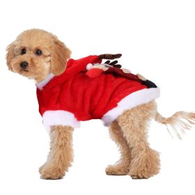 Pet Christmas Clothes Santa Claus Reindeer Antlers Costume Winter Outfit New Year Coat (Size: L)
