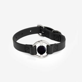 Luxury Spill-Proof Dog Collar Embedded with Healing Crystal (Color: Black, Size: small)
