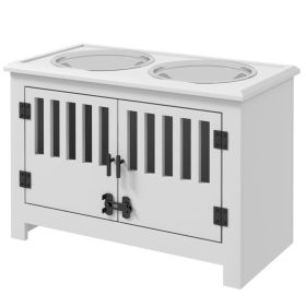 Dog Food Storage Cabinet with Bowls & Dog Feeding Station, White (Option: White-680x460x160 mm)