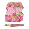 Cool Mesh Dog Harness with Leash - Pink Hawaiian Floral -- Not Returnable
